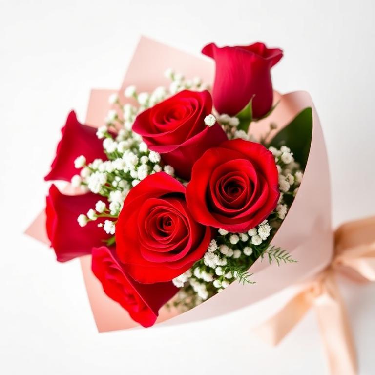 Buquê Encanto com 5 Rosas Vermelhas