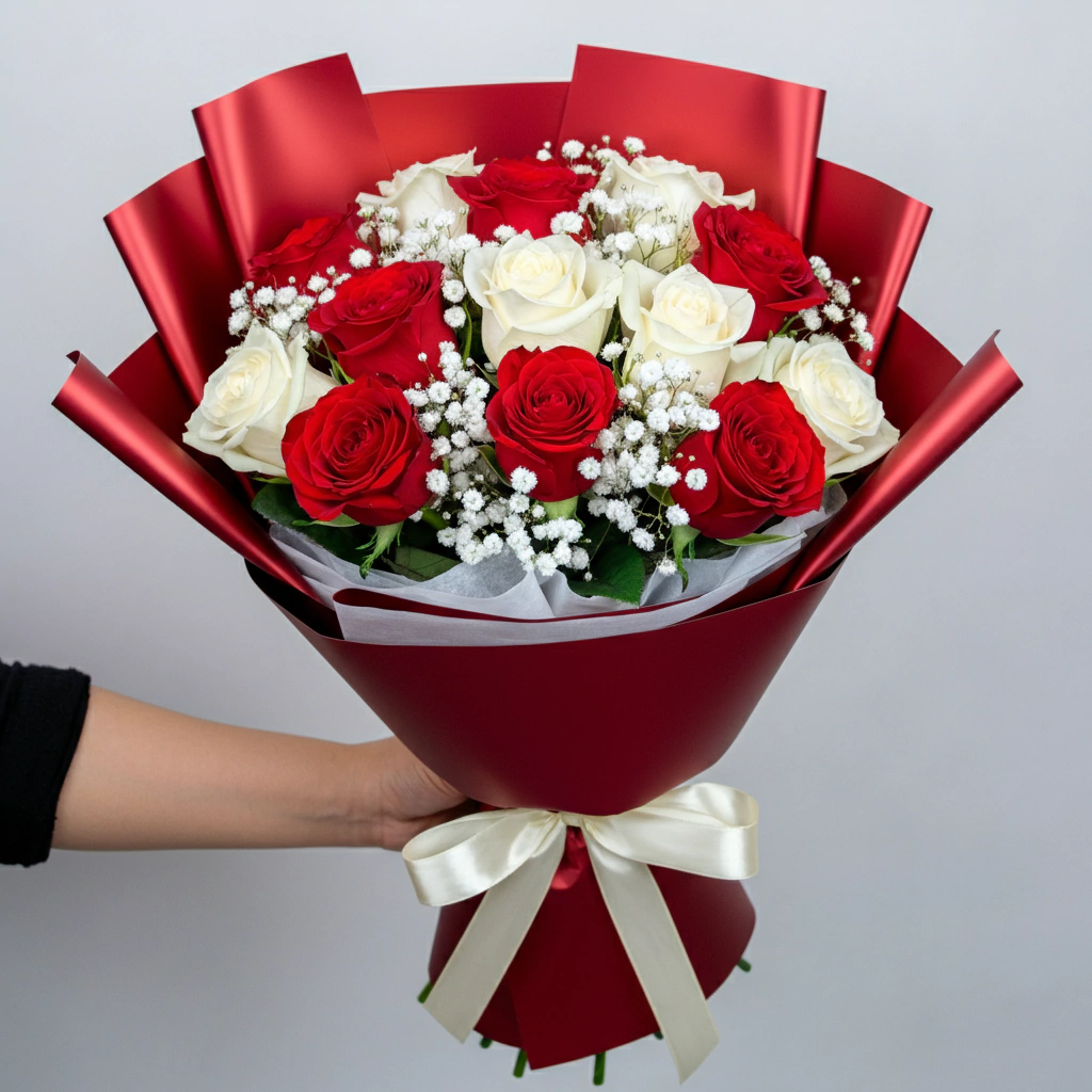 Contraste Perfeito Rosas Vermelhas e Brancas
