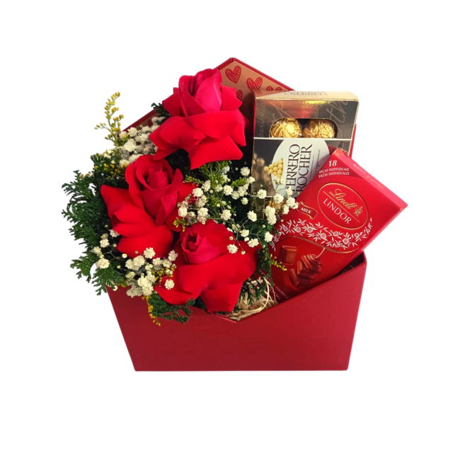 Doce Romance Rosas com Chocolates