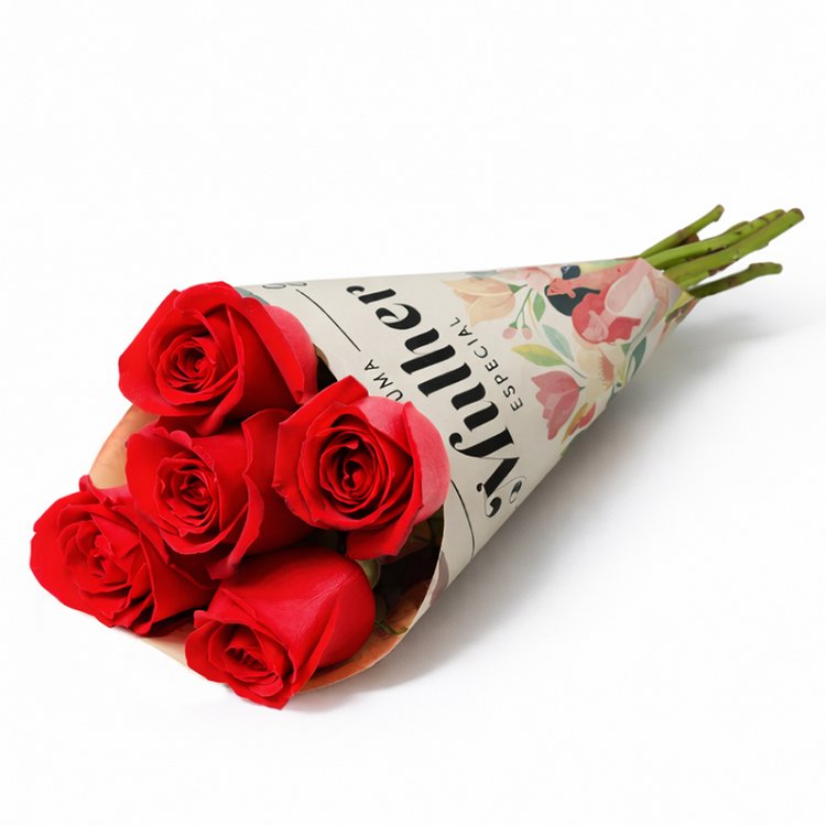 Paixão no Papel Rosas Vermelhas no Cone