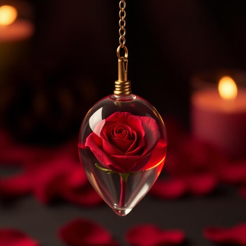 Pêndulo de Rosa Encantada Vermelha