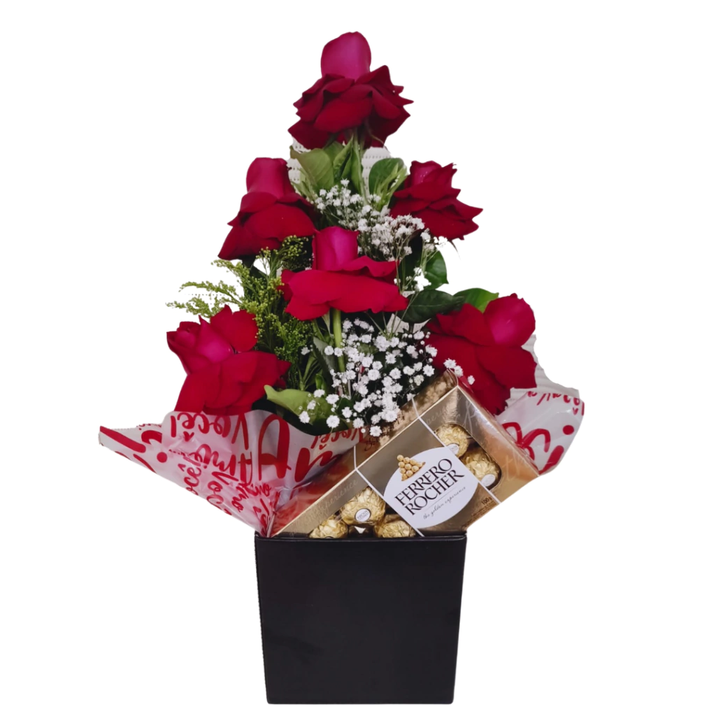 Pirâmide Real Arranjo de Rosas com Ferrero
