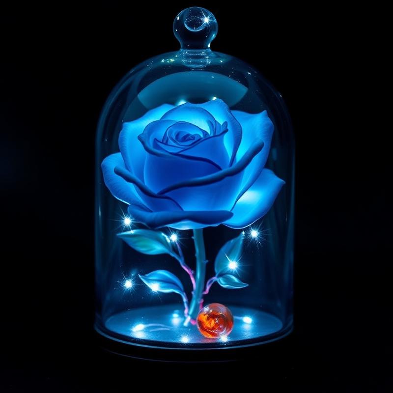 Rosa Encantada Azul na Redoma