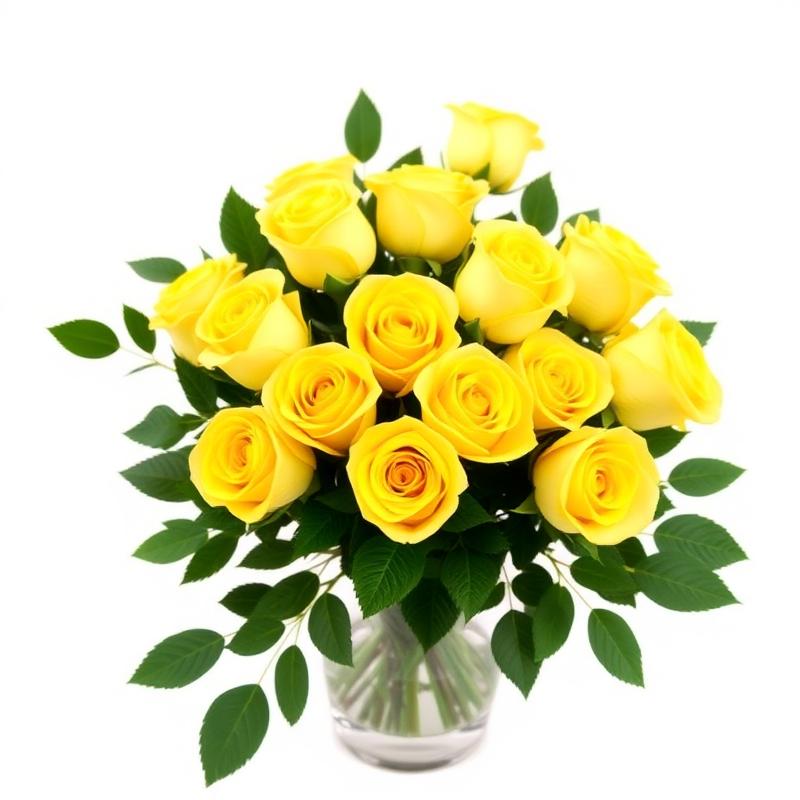 Luxuosas 12 Rosas Amarelas no Vaso